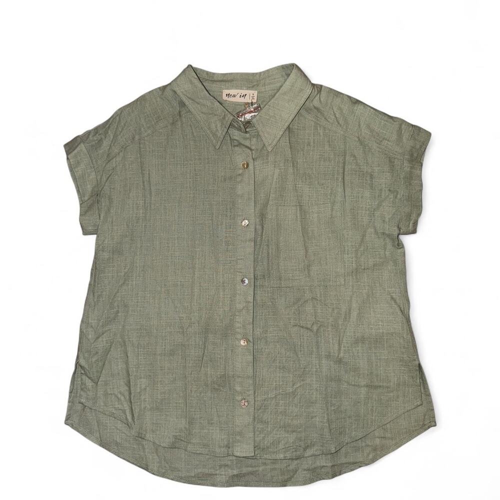 NWT Sage Linen Button-up Top Small